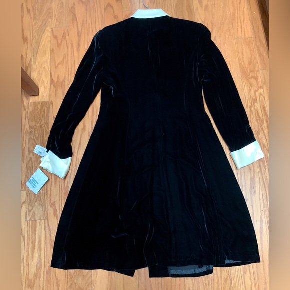 1990s Vtg Women’s 8 Collared Cuffed LAUREN RALPH LAUREN Velour Textured Dress - Picture 9 of 16